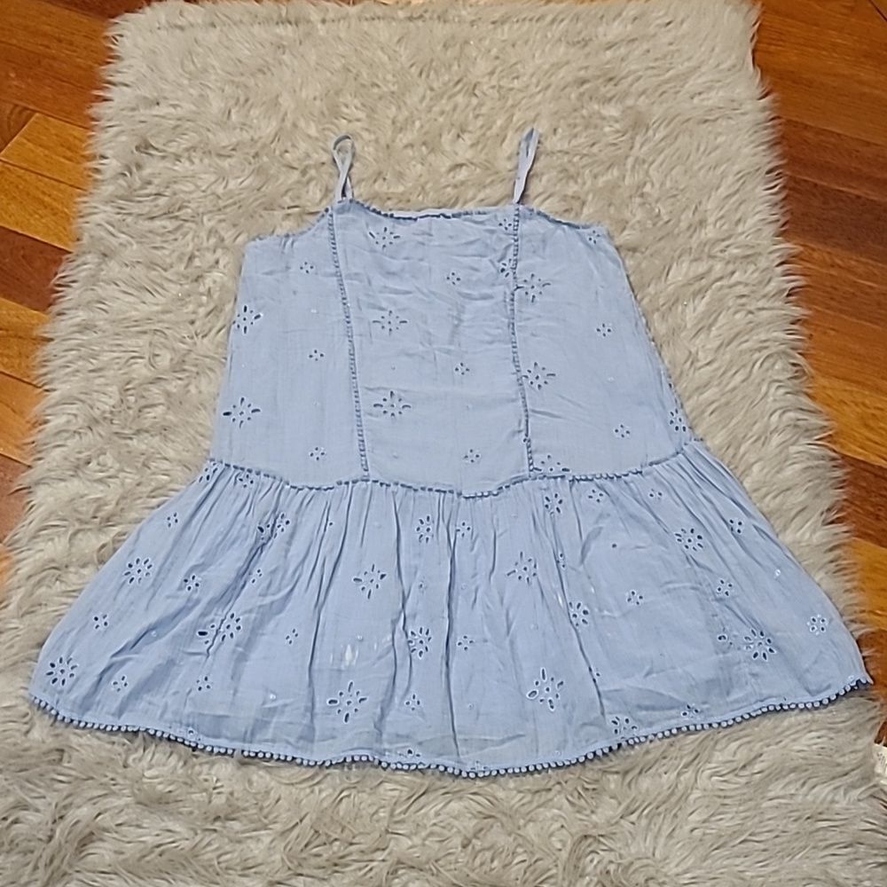 Aerie womens light‎ blue cotton eyelet lace flowy dress size small